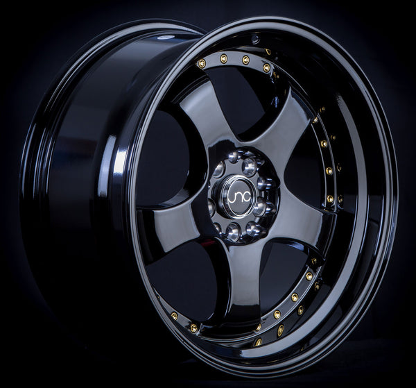 JNC017 Gloss Black w/ Gold Rivets