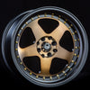 JNC010 Matte Bronze Black Lip Gold Rivets