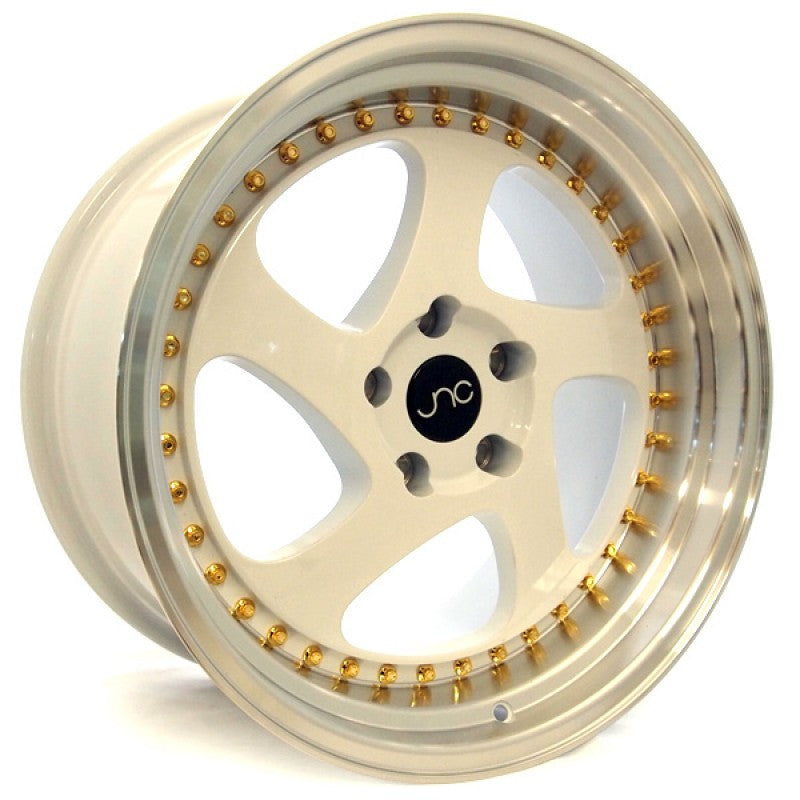 JNC034 White Machined Lip Gold Rivets | JNC Wheels | custom wheels ...