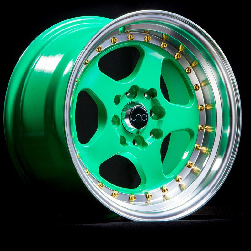 JNC010 Wasabi Green w/ Gold Rivets | JNC Wheels | custom wheels collection