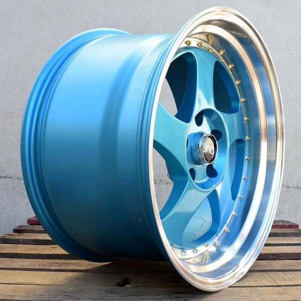 JNC034 Teal Blue Machine Lip Gold Rivets | JNC Wheels | custom wheels ...