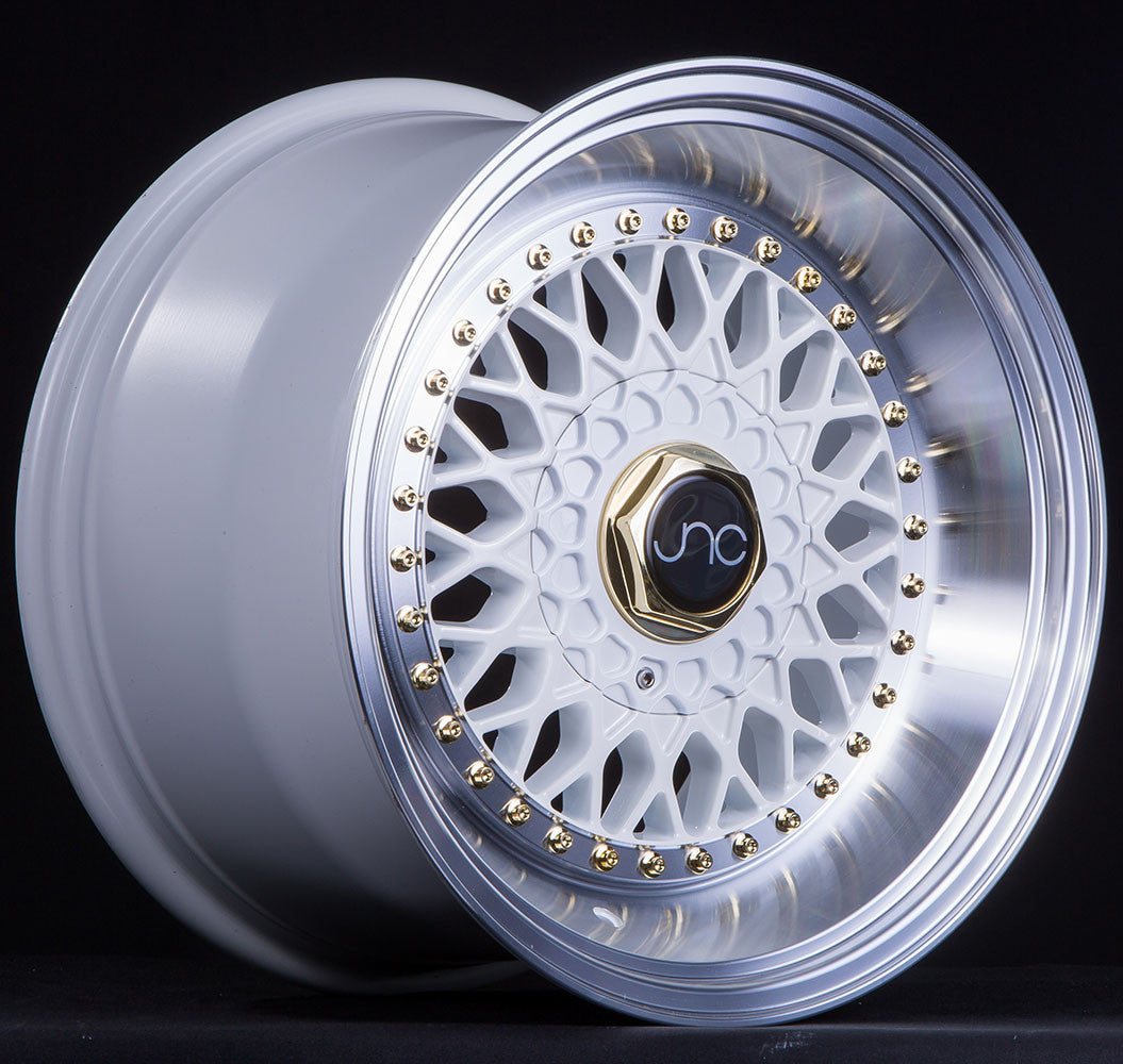 JNC004S White Machined Lip Gold Rivets | JNC Wheels | custom wheels ...