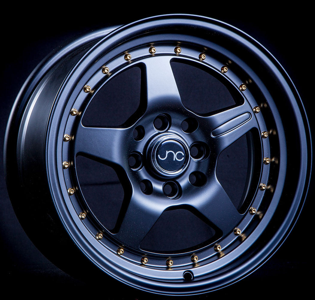 JNC009 Matte Black Gold Rivets | JNC Wheels | custom wheels collection