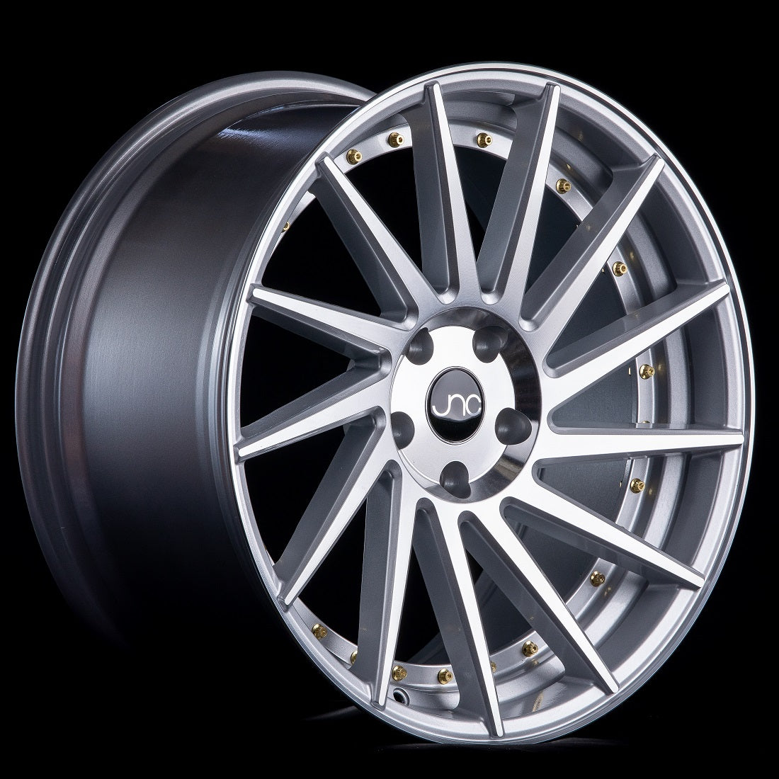 JNC051 Silver Machine Face /Gold Rivets | JNC Wheels | custom wheels ...