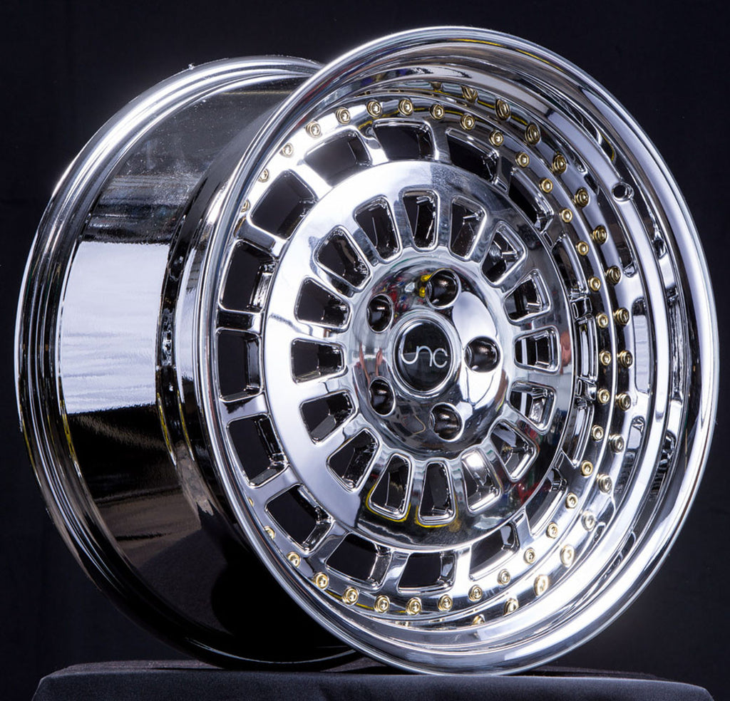 jnc046 15インチ　8J 4h-100 JNC046 Platinum w/ Gold Rivets | JNC Wheels | custom wheels collection