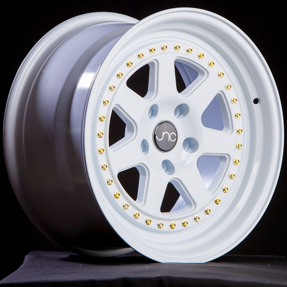 JNC048 WHITE WITH GOLD RIVETS | JNC Wheels | custom wheels collection
