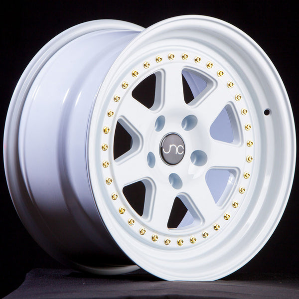 JNC048 WHITE WITH GOLD RIVETS | JNC Wheels | custom wheels collection