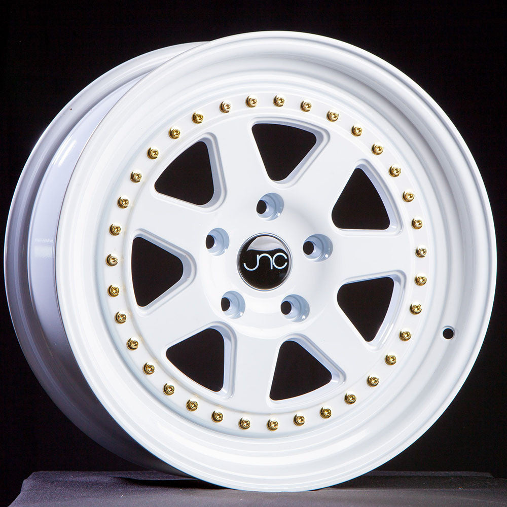 JNC048 White w/ Gold Rivets | JNC Wheels | custom wheels collection JNC048 White w/ Gold Rivets | JNC Wheels | custom wheels collection