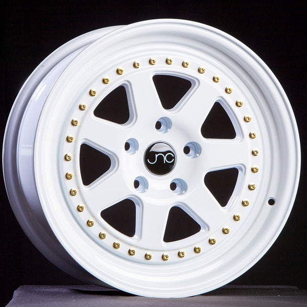 JNC048 WHITE WITH GOLD RIVETS | JNC Wheels | custom wheels collection