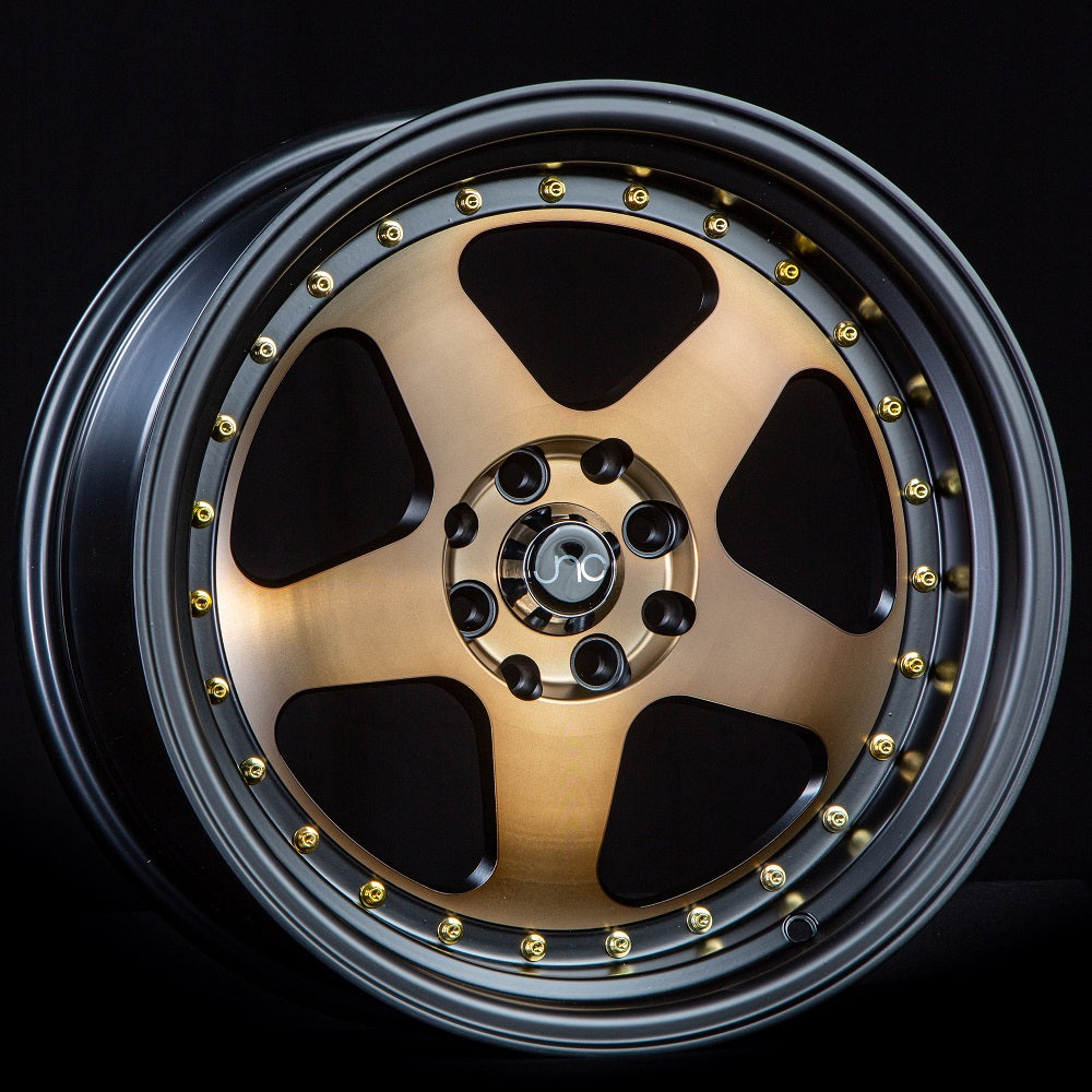 Black Rims Gold Rivets JNC010 Matte Bronze Black Lip Gold Rivets | JNC Wheels | custom wheels ...