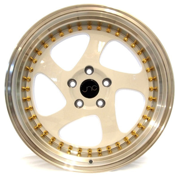 JNC034 White Machined Lip Gold Rivets | JNC Wheels | custom wheels ...