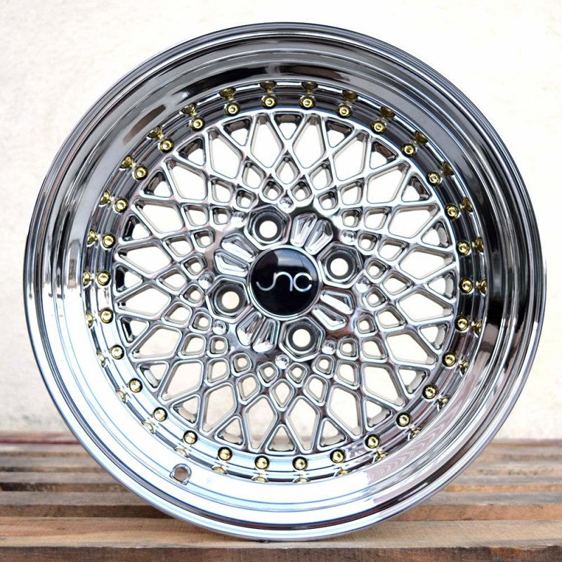 JNC045 Platinum w/ Gold Rivets | JNC Wheels | custom wheels collection