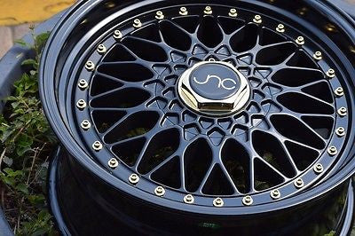 Black Rims Gold Rivets JNC004 Matte Black Gold Rivets | JNC Wheels | custom wheels collection